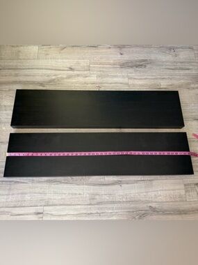 IKEA 2 Black Wall Shelves floating shelf - Pair of Long Boards storage shelfs